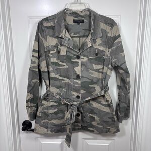 Talbots Belted Cotton Camouflage Utility Jacket Women’s L Petite